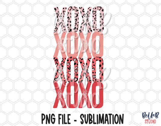 XOXO Stacked PNG Sublimation Design