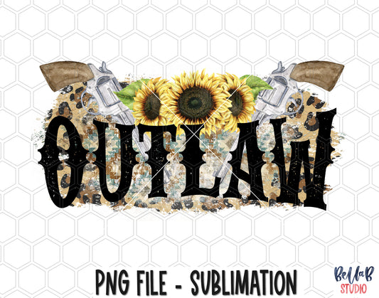 Outlaw Sunflower Pistols Sublimation Design